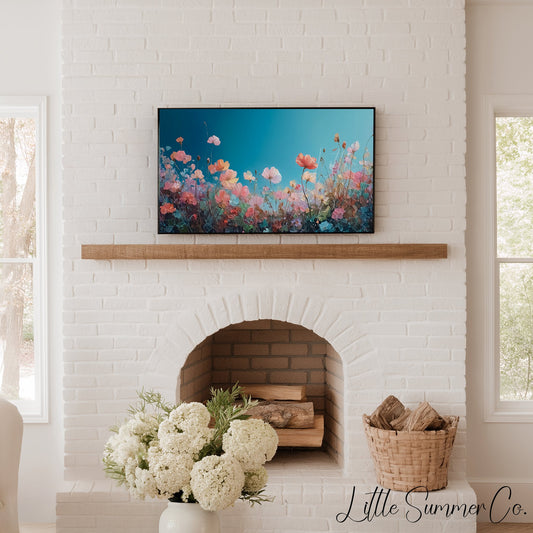 Pastel Wildflowers Frame TV Art displayed on a TV