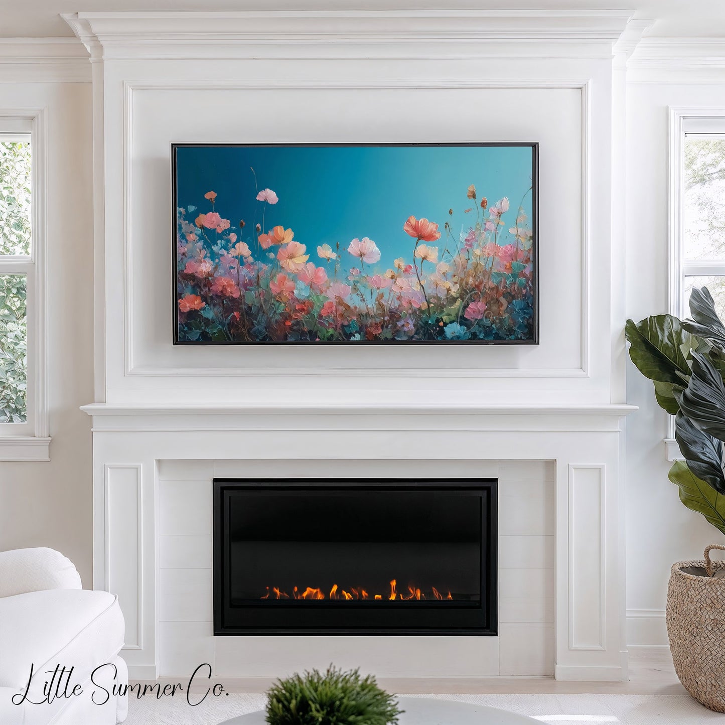 Pastel Wildflowers Frame TV Art displayed on a TV