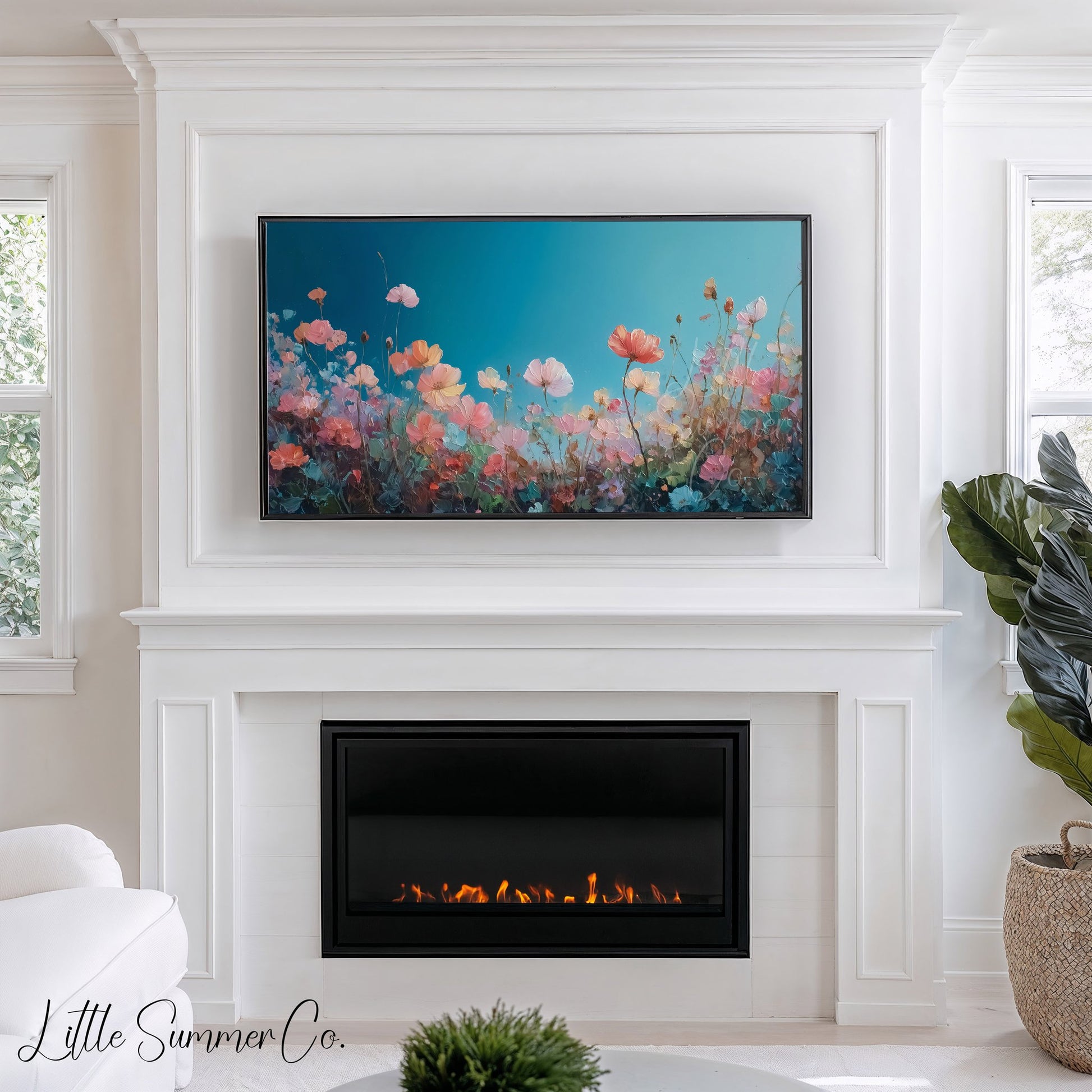 Pastel Wildflowers Frame TV Art displayed on a TV