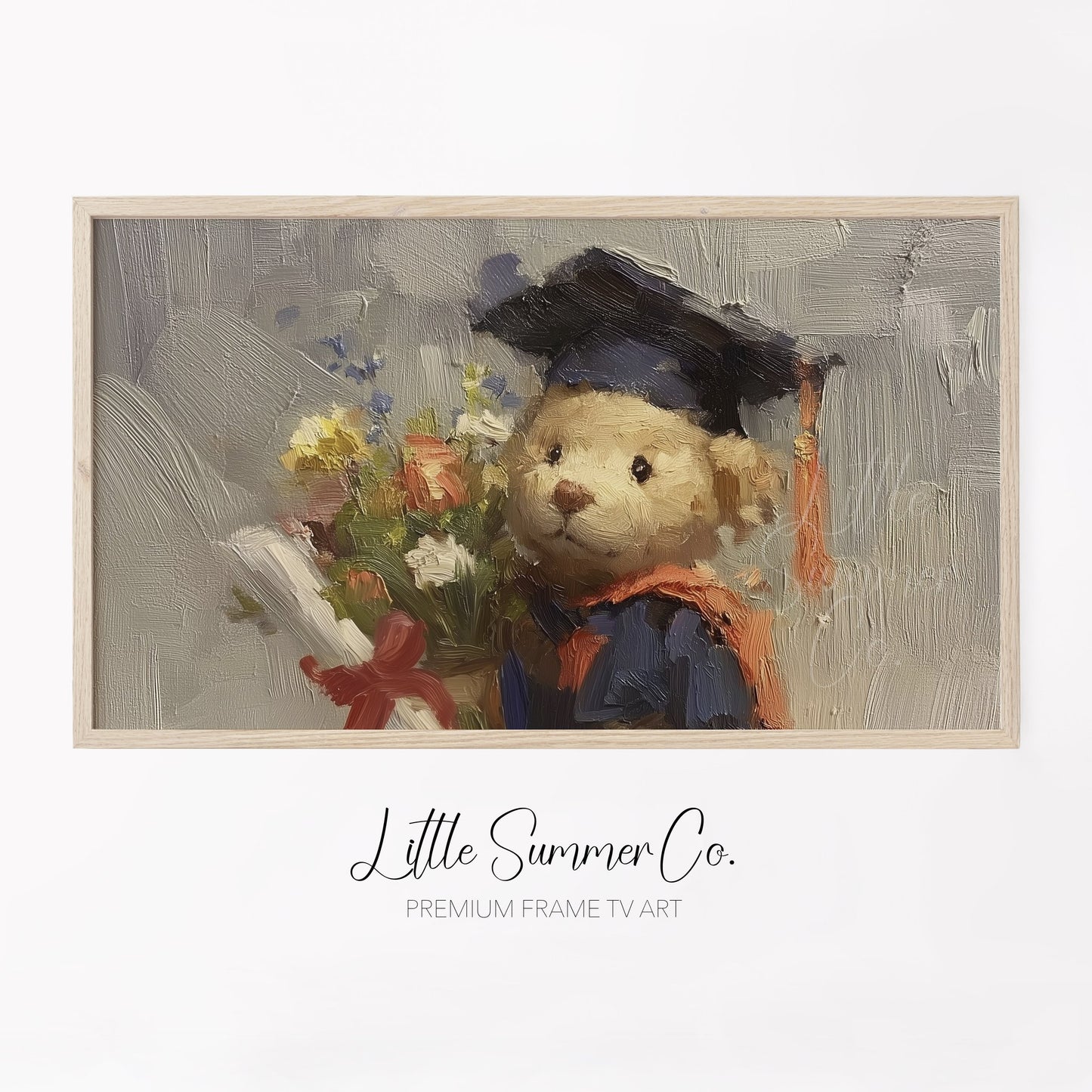 Graduation Bear Frame TV Art displayed on a TV