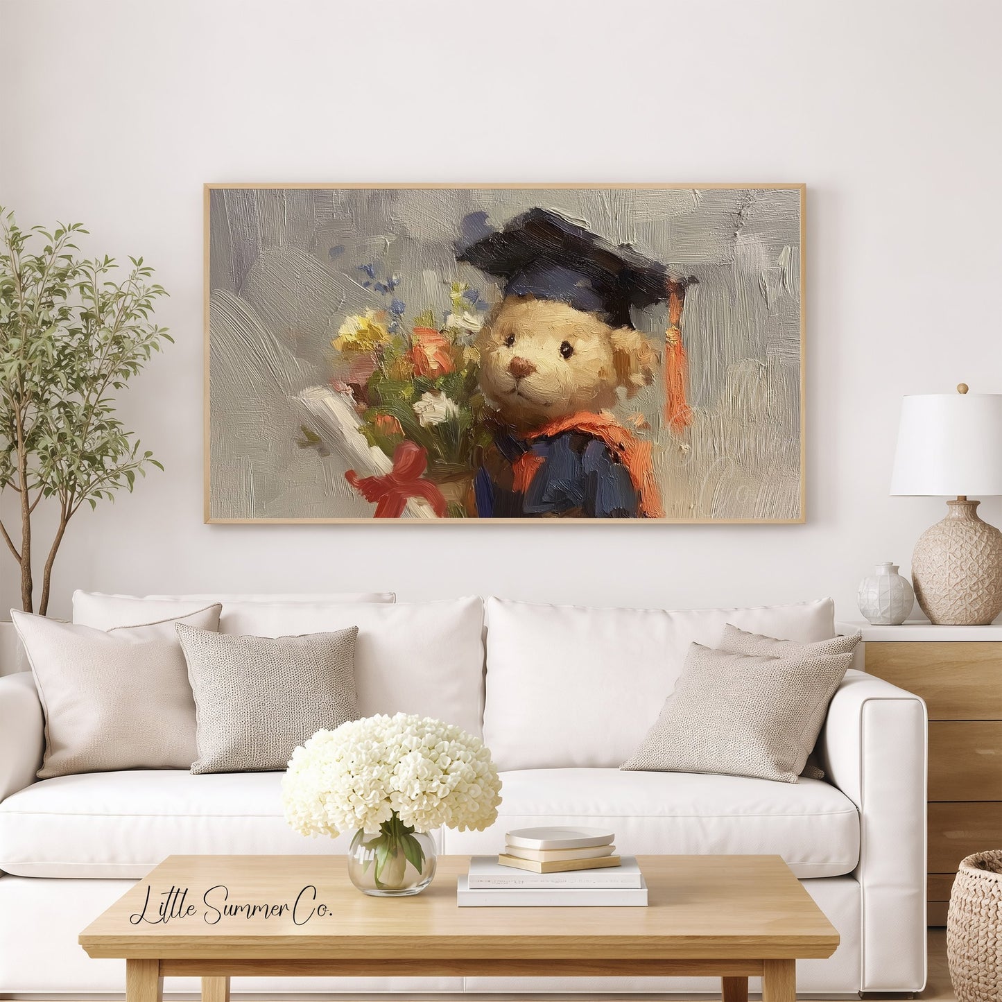 Graduation Bear Frame TV Art displayed on a TV