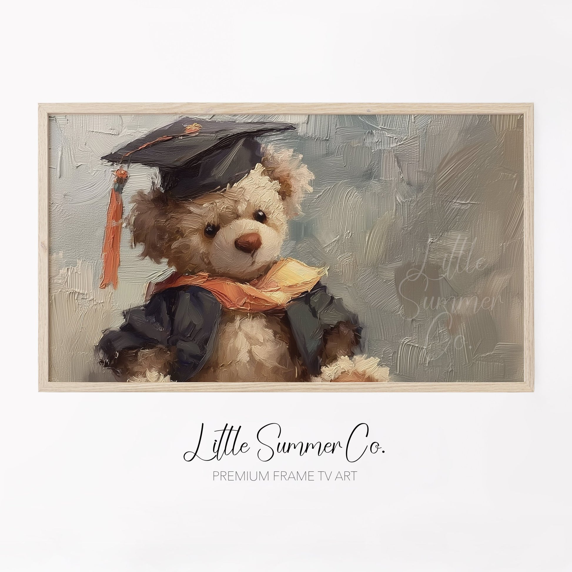 Graduation Bear In Cap And Gown Frame TV Art displayed on a TV