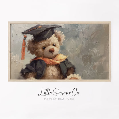 Graduation Bear In Cap And Gown Frame TV Art displayed on a TV