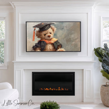 Graduation Bear In Cap And Gown Frame TV Art displayed on a TV