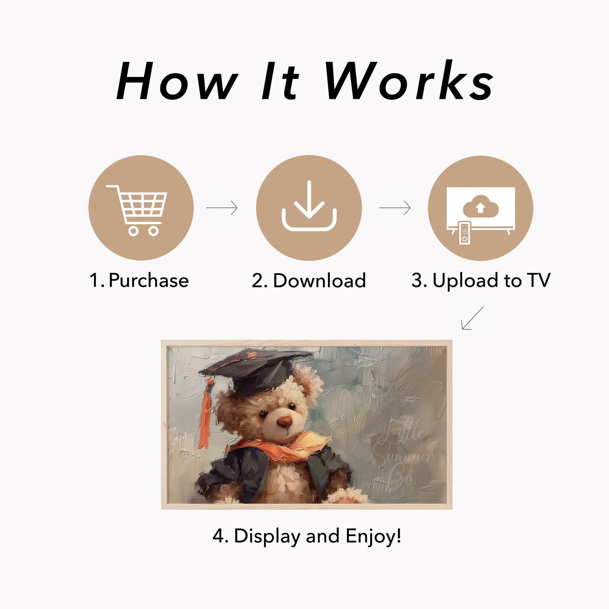 Graduation Bear In Cap And Gown Frame TV Art displayed on a TV