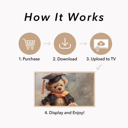 Graduation Bear In Cap And Gown Frame TV Art displayed on a TV