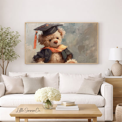 Graduation Bear In Cap And Gown Frame TV Art displayed on a TV