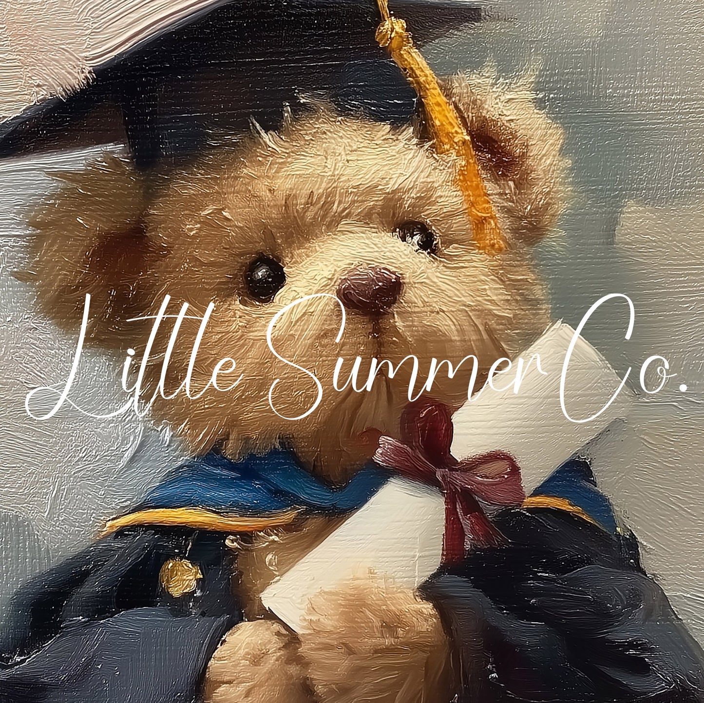 Bear In Blue Graduation Gown Frame TV Art displayed on a TV