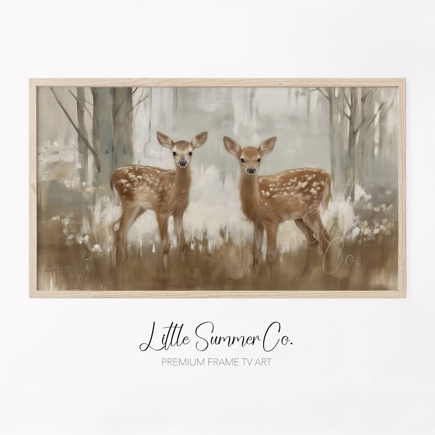 Twin Deer Frame TV Art displayed on a TV