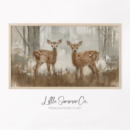 Twin Deer Frame TV Art displayed on a TV
