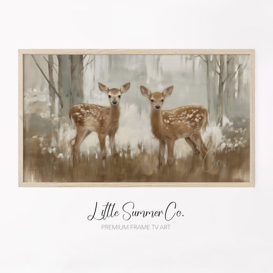 Twin Deer Frame TV Art displayed on a TV