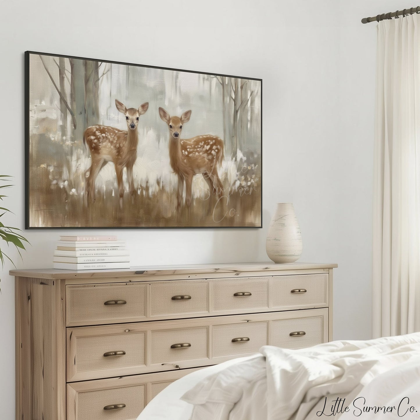 Twin Deer Frame TV Art displayed on a TV