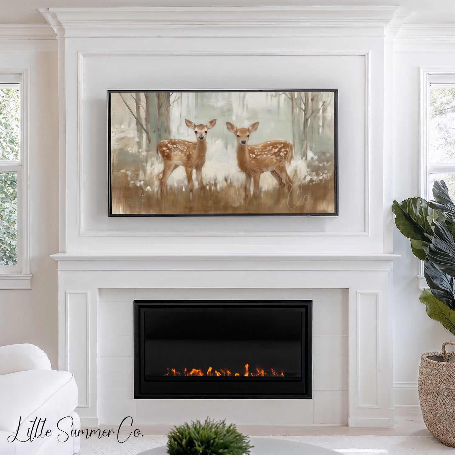 Twin Deer Frame TV Art displayed on a TV