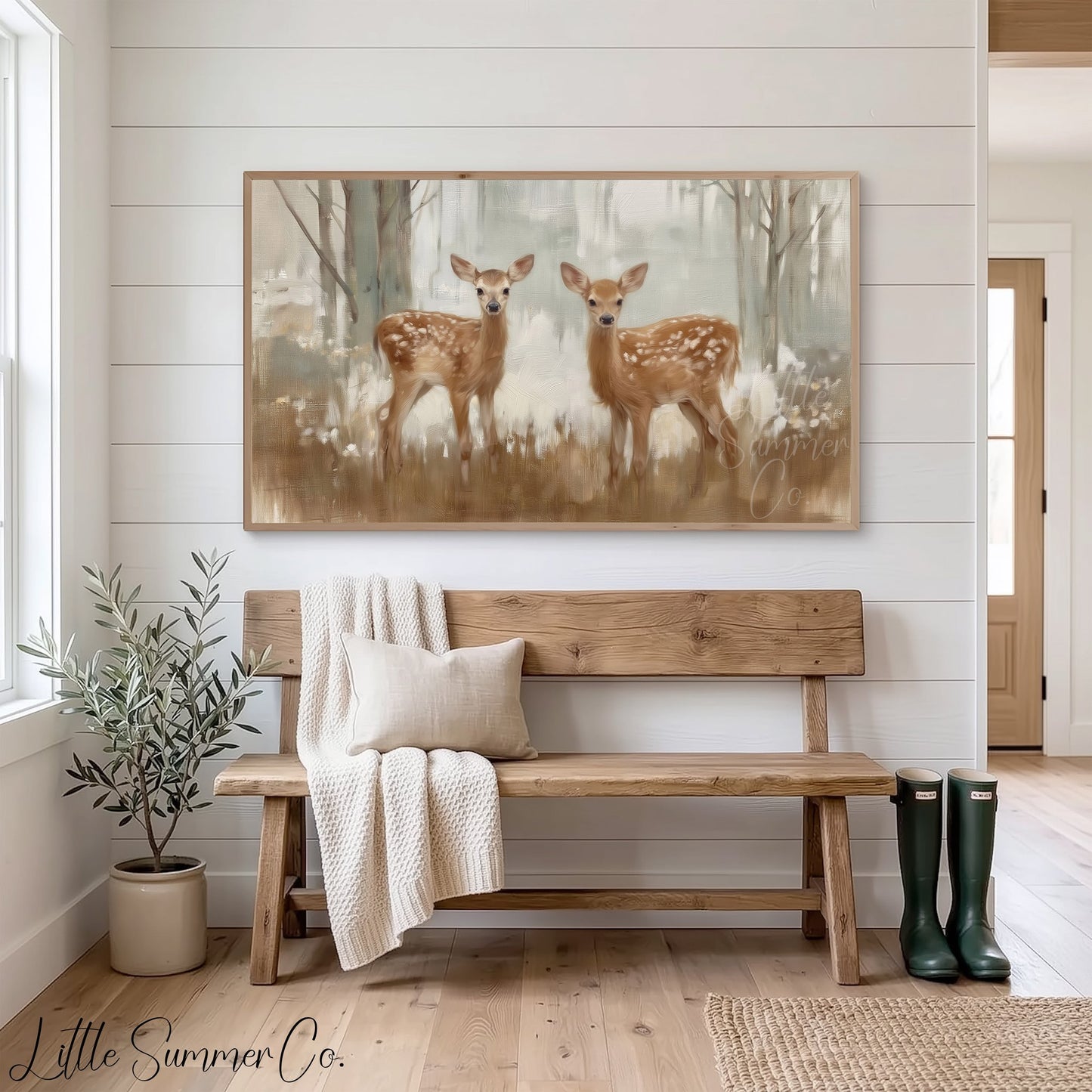Twin Deer Frame TV Art displayed on a TV