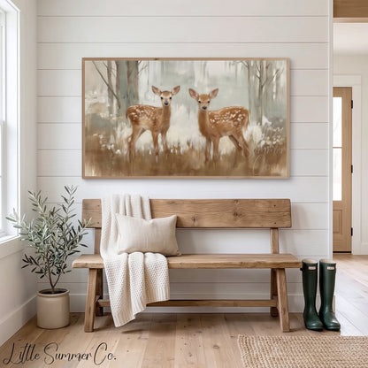 Twin Deer Frame TV Art displayed on a TV