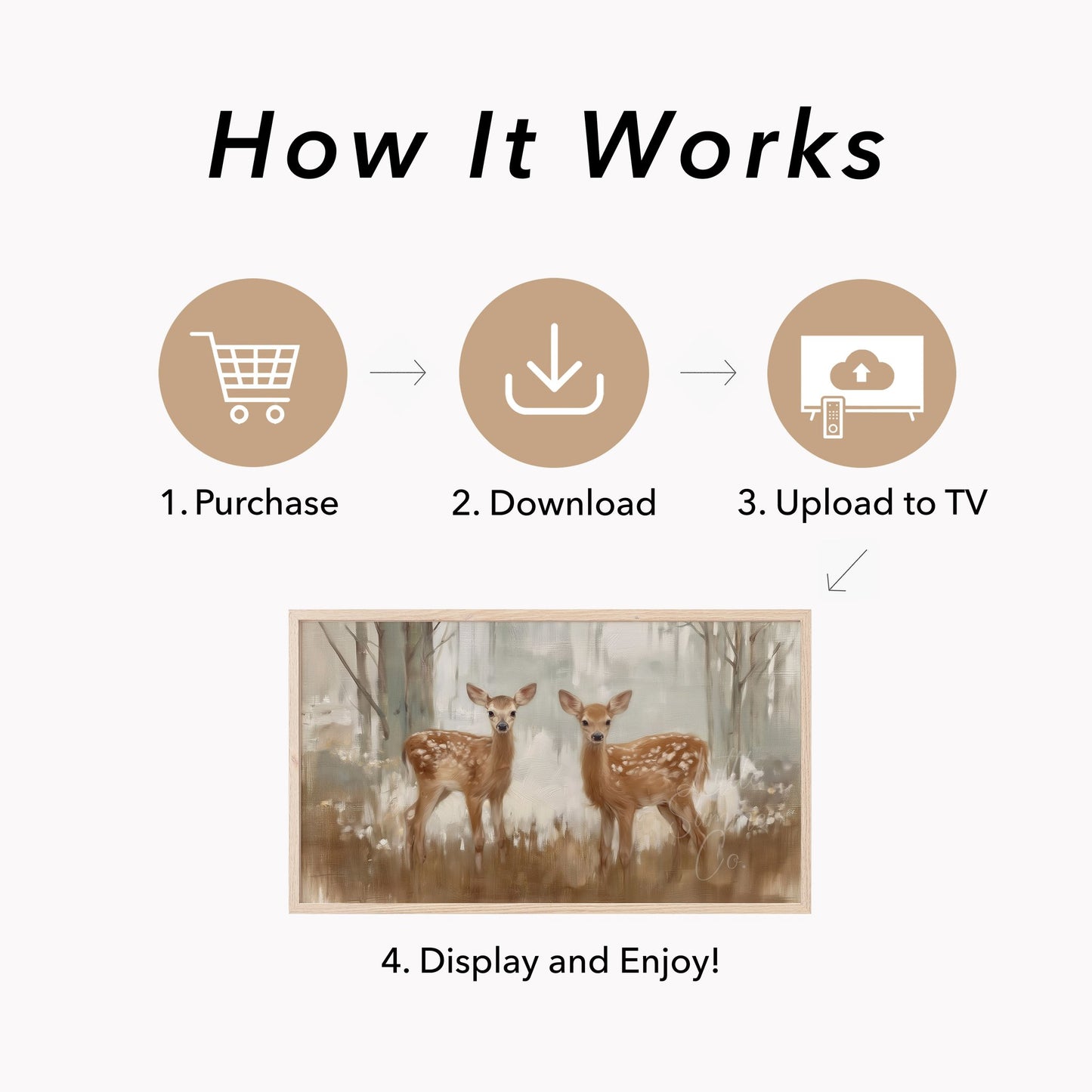 Twin Deer Frame TV Art displayed on a TV