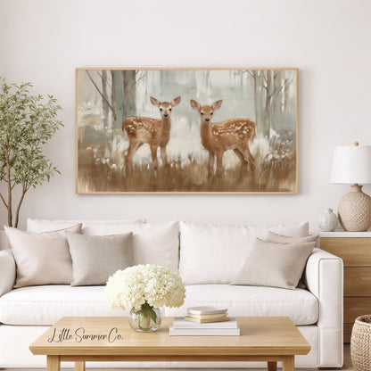 Twin Deer Frame TV Art displayed on a TV