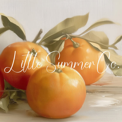 Oranges With Leaves Frame TV Art displayed on a TV