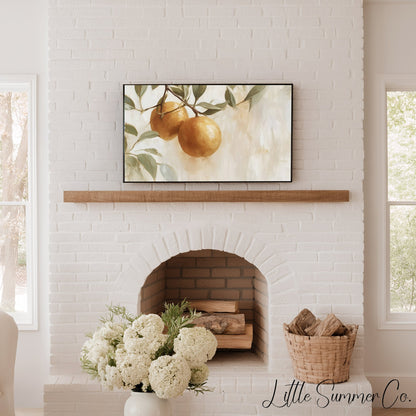 Orange Branch Frame TV Art displayed on a TV