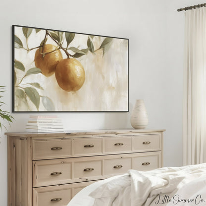 Orange Branch Frame TV Art displayed on a TV