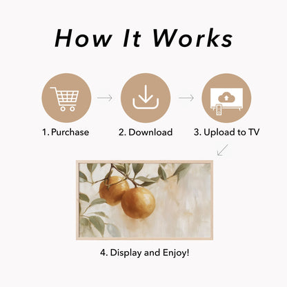Orange Branch Frame TV Art displayed on a TV