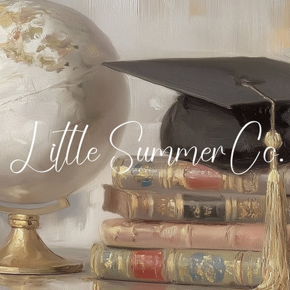 Globe Books Graduation Cap Frame TV Art displayed on a TV