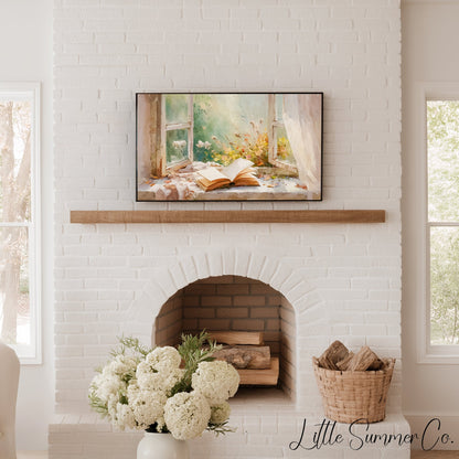 Window Book Frame TV Art displayed on a TV