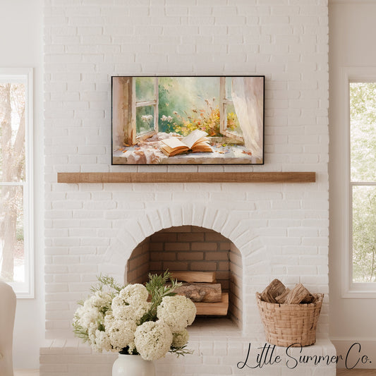 Window Book Frame TV Art displayed on a TV