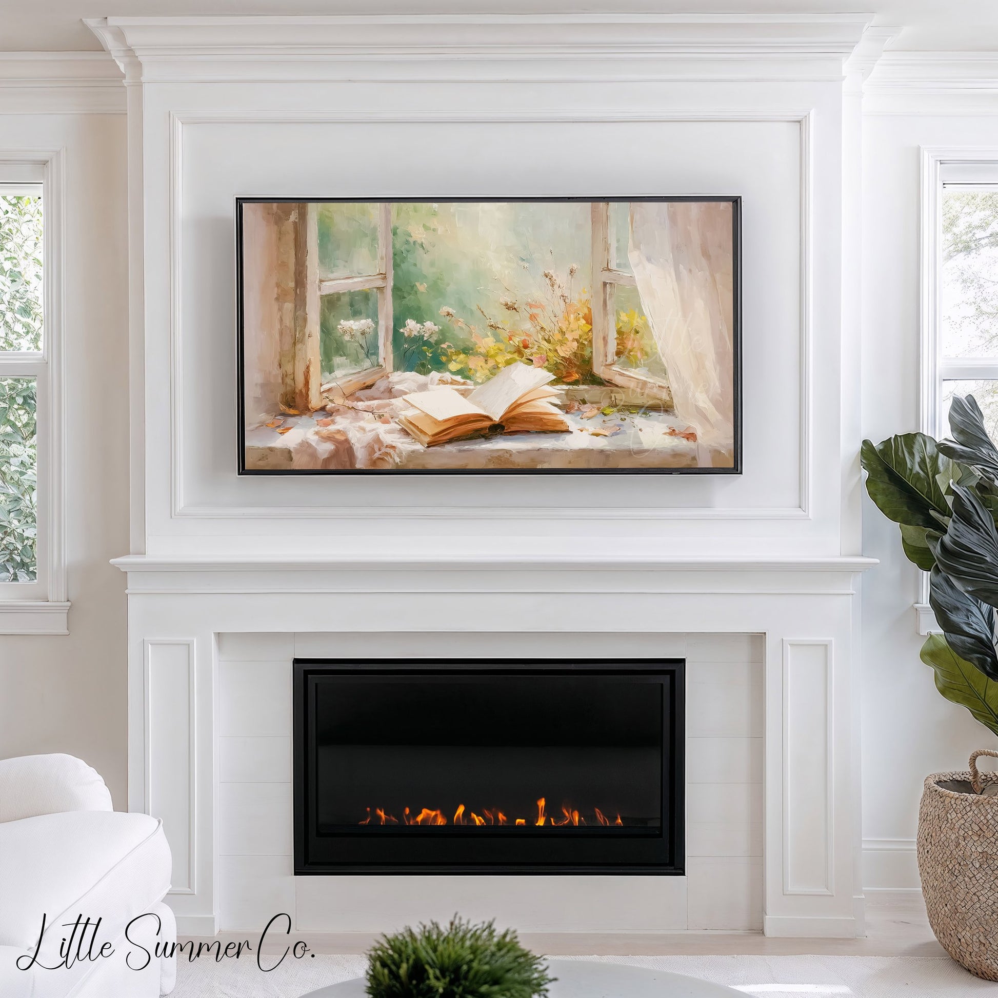 Window Book Frame TV Art displayed on a TV