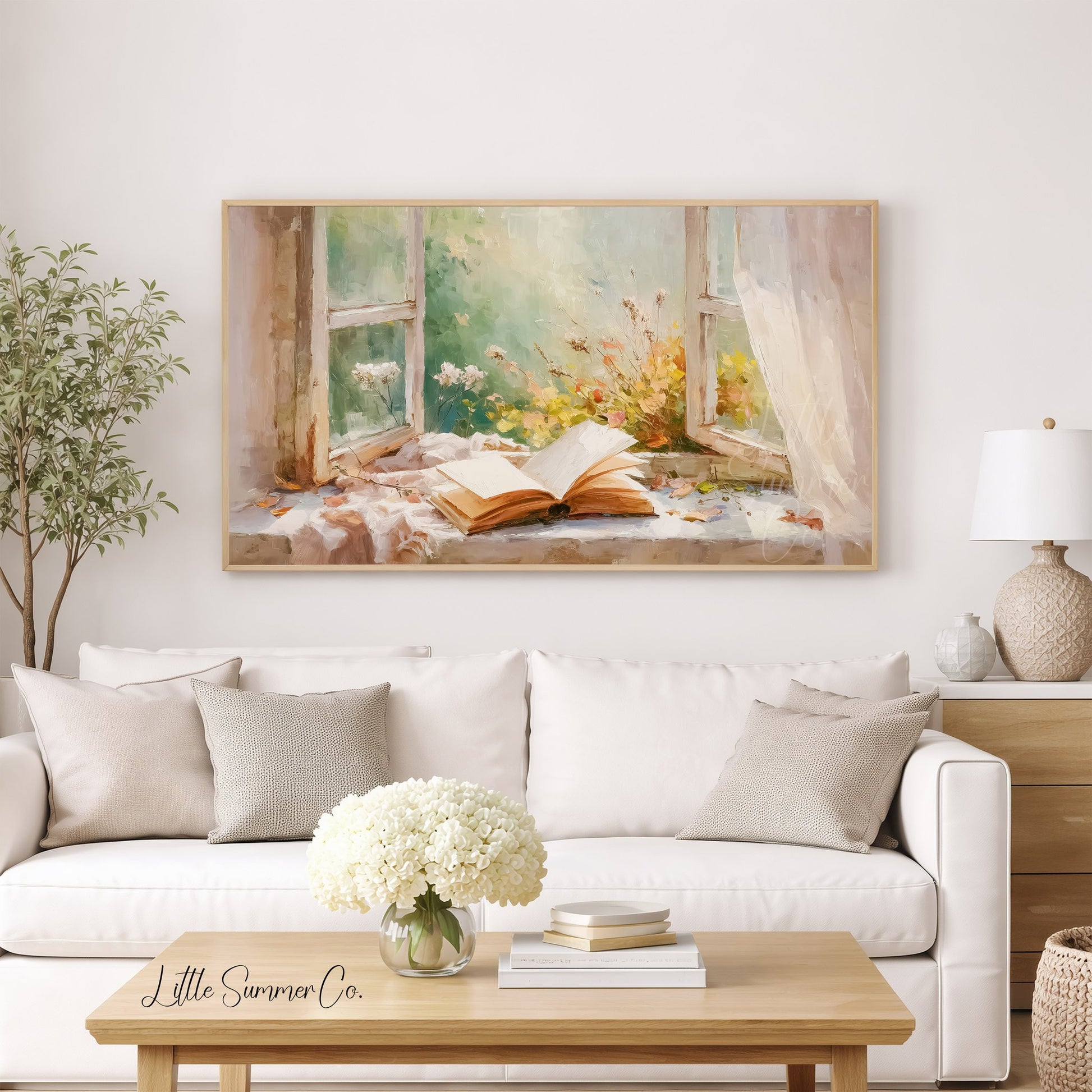 Window Book Frame TV Art displayed on a TV