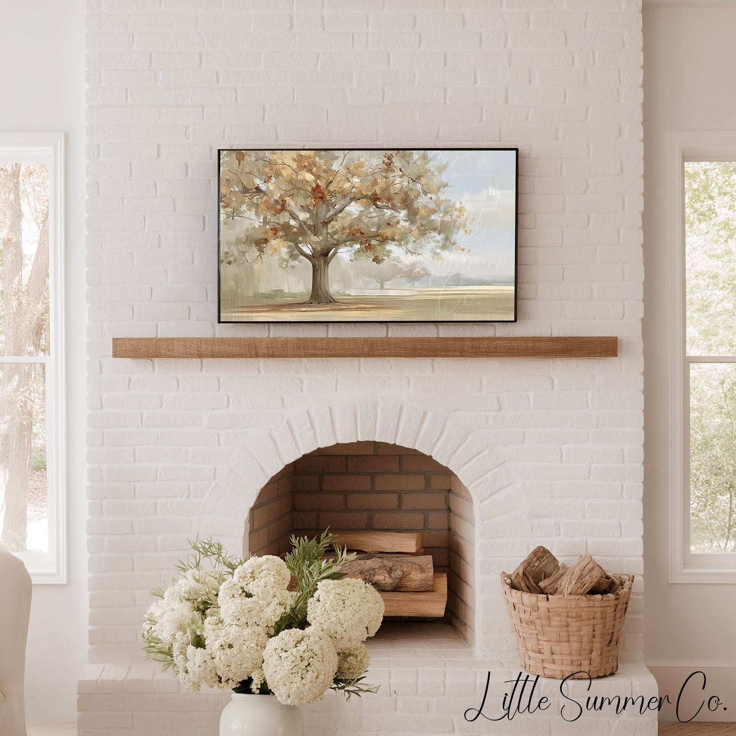 Autumn Tree Frame TV Art displayed on a TV