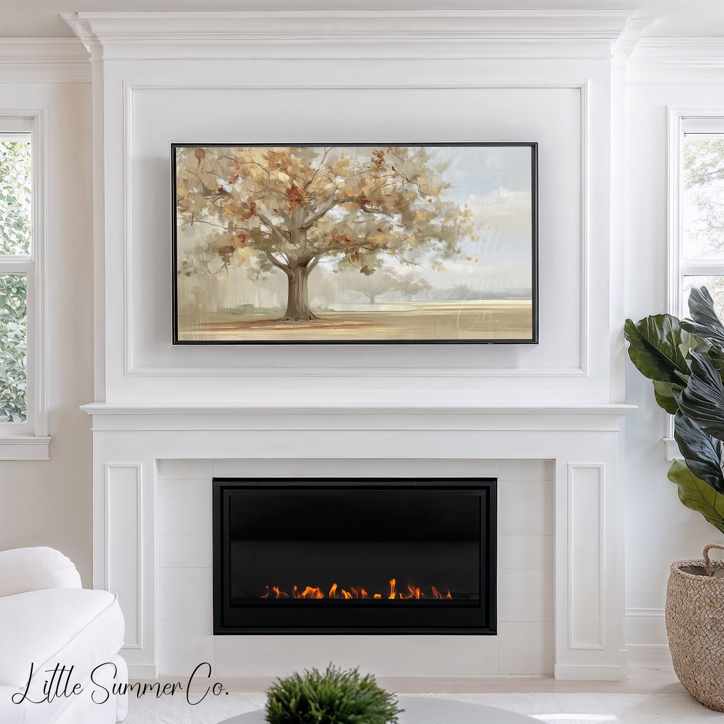 Autumn Tree Frame TV Art displayed on a TV