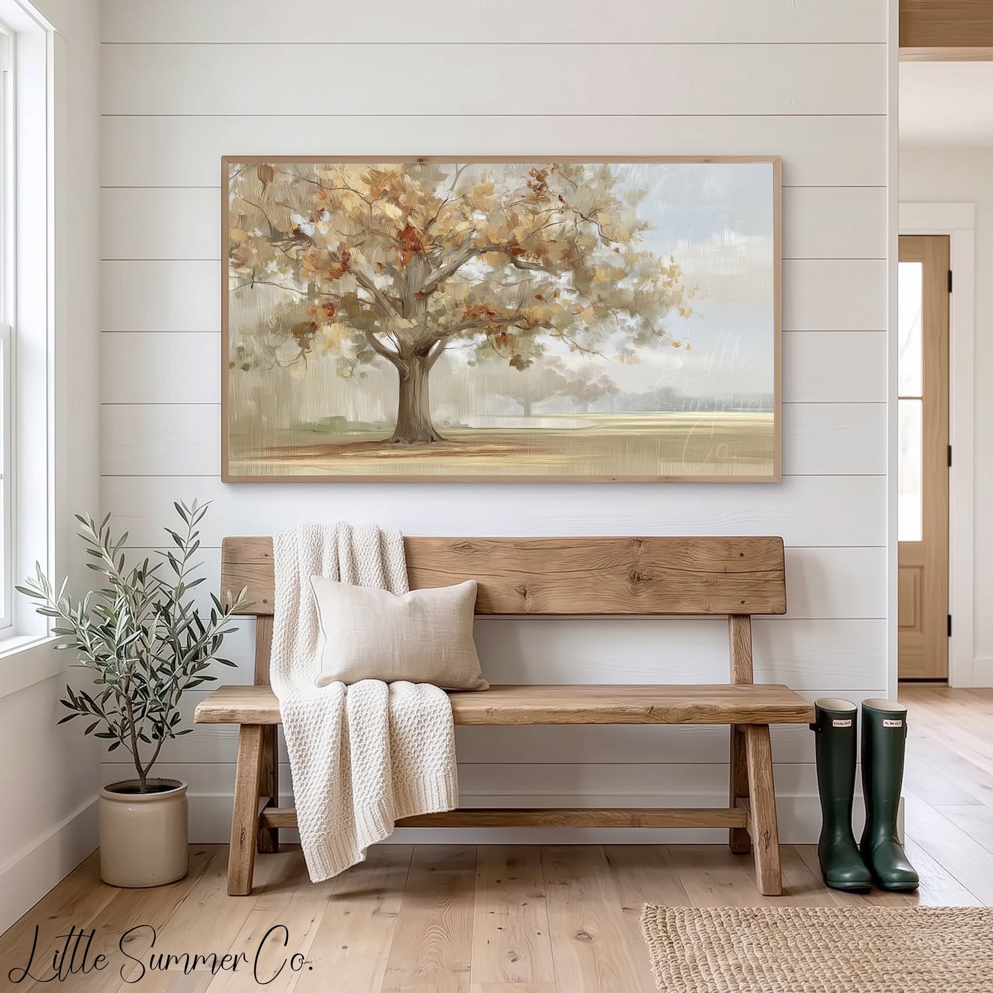 Autumn Tree Frame TV Art displayed on a TV