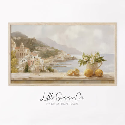 Coastal Lemons View Frame TV Art displayed on a TV