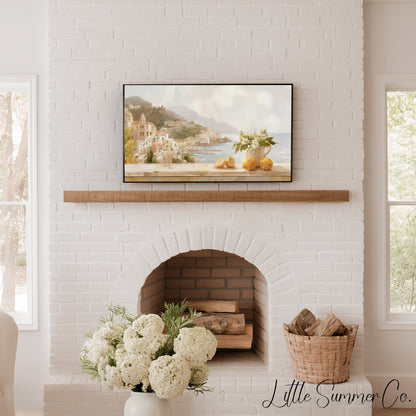 Coastal Lemons View Frame TV Art displayed on a TV