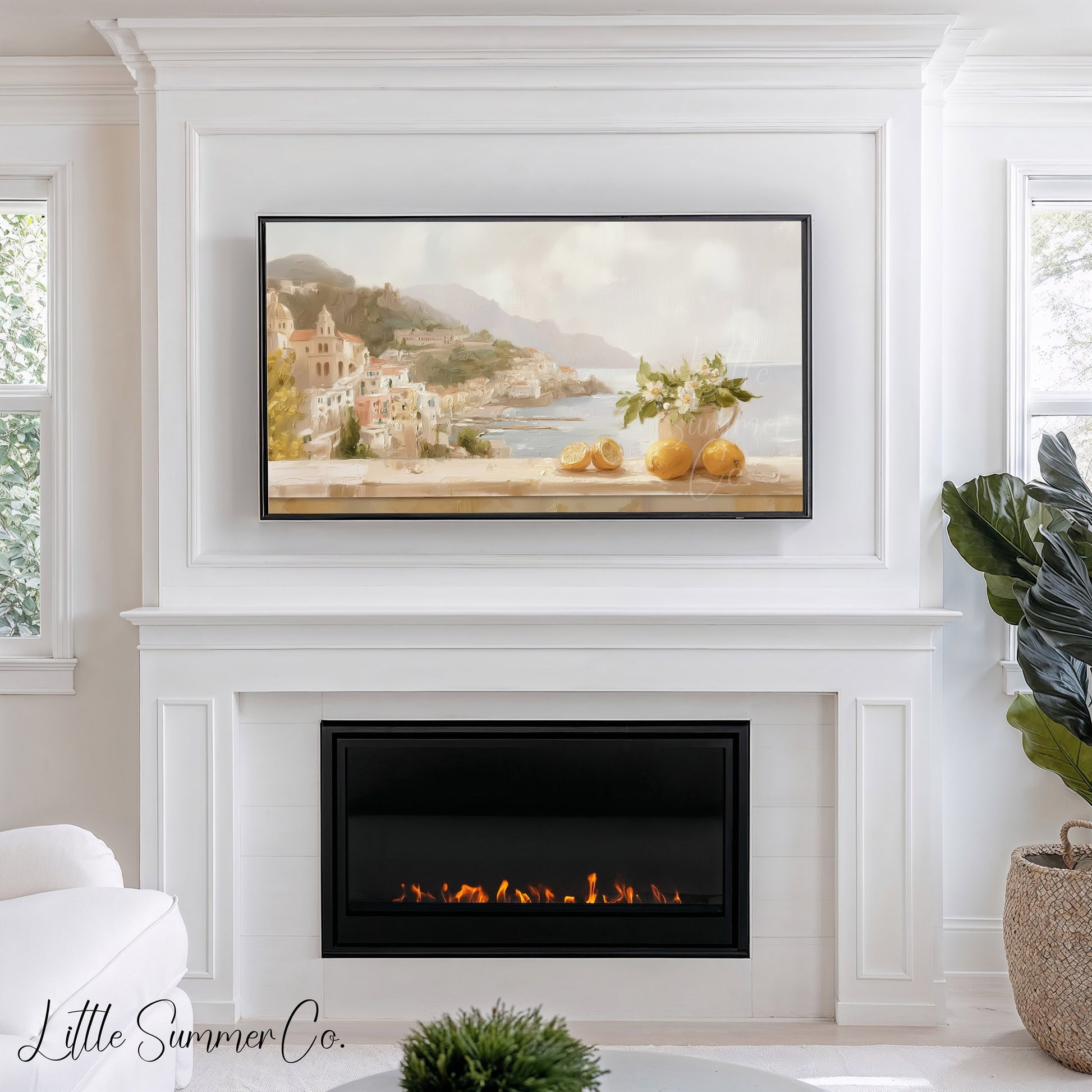 Coastal Lemons View Frame TV Art displayed on a TV