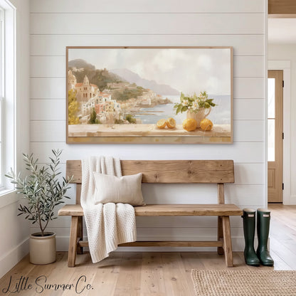 Coastal Lemons View Frame TV Art displayed on a TV