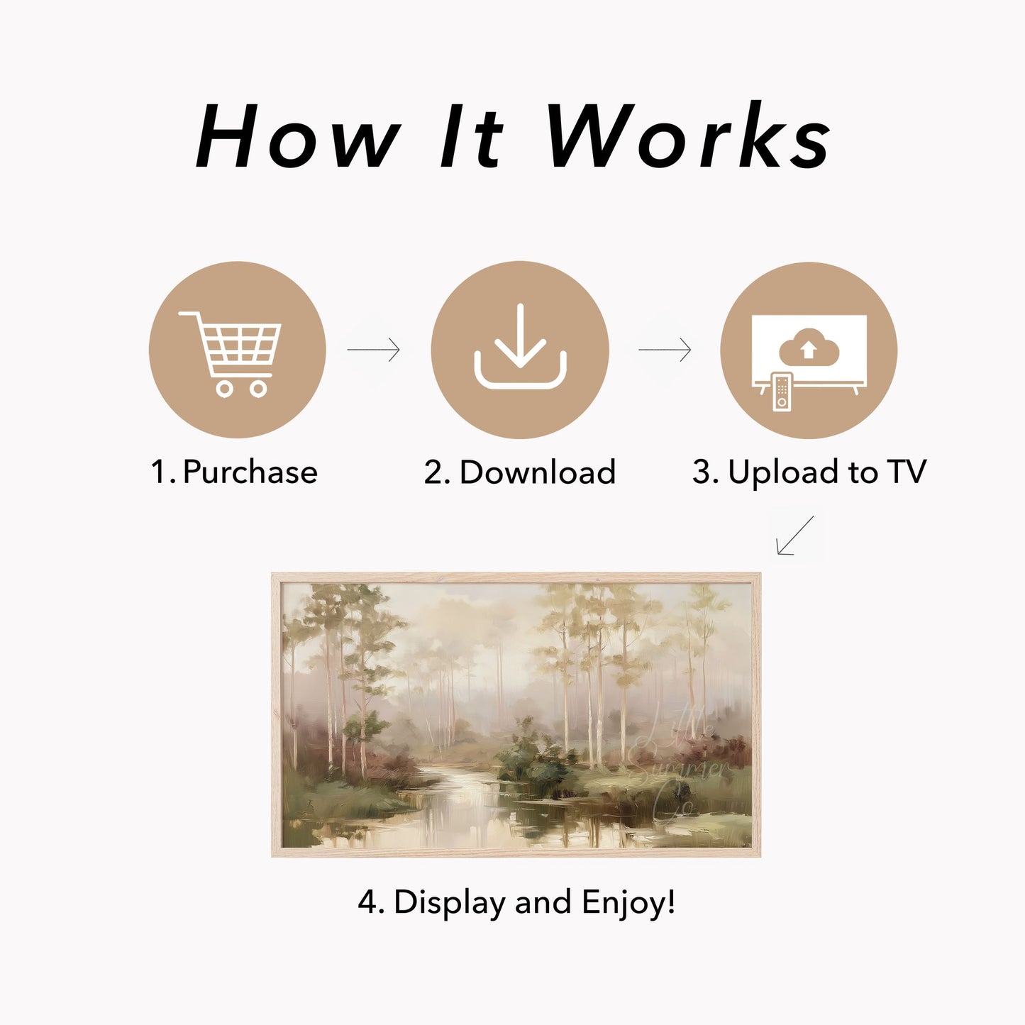 Pine Forest River Frame TV Art displayed on a TV