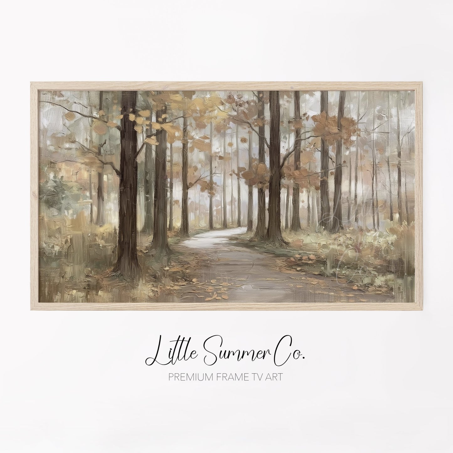 Autumn Forest Path Frame TV Art displayed on a TV