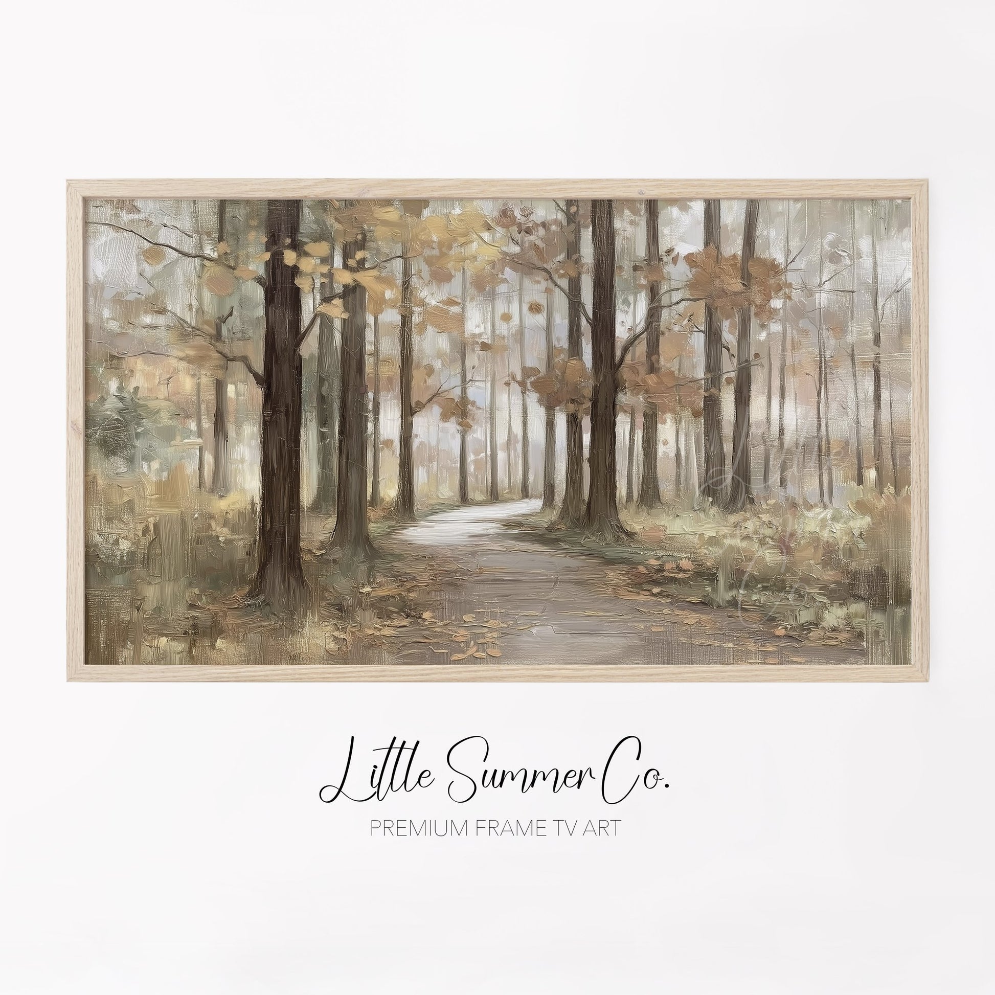 Autumn Forest Path Frame TV Art displayed on a TV