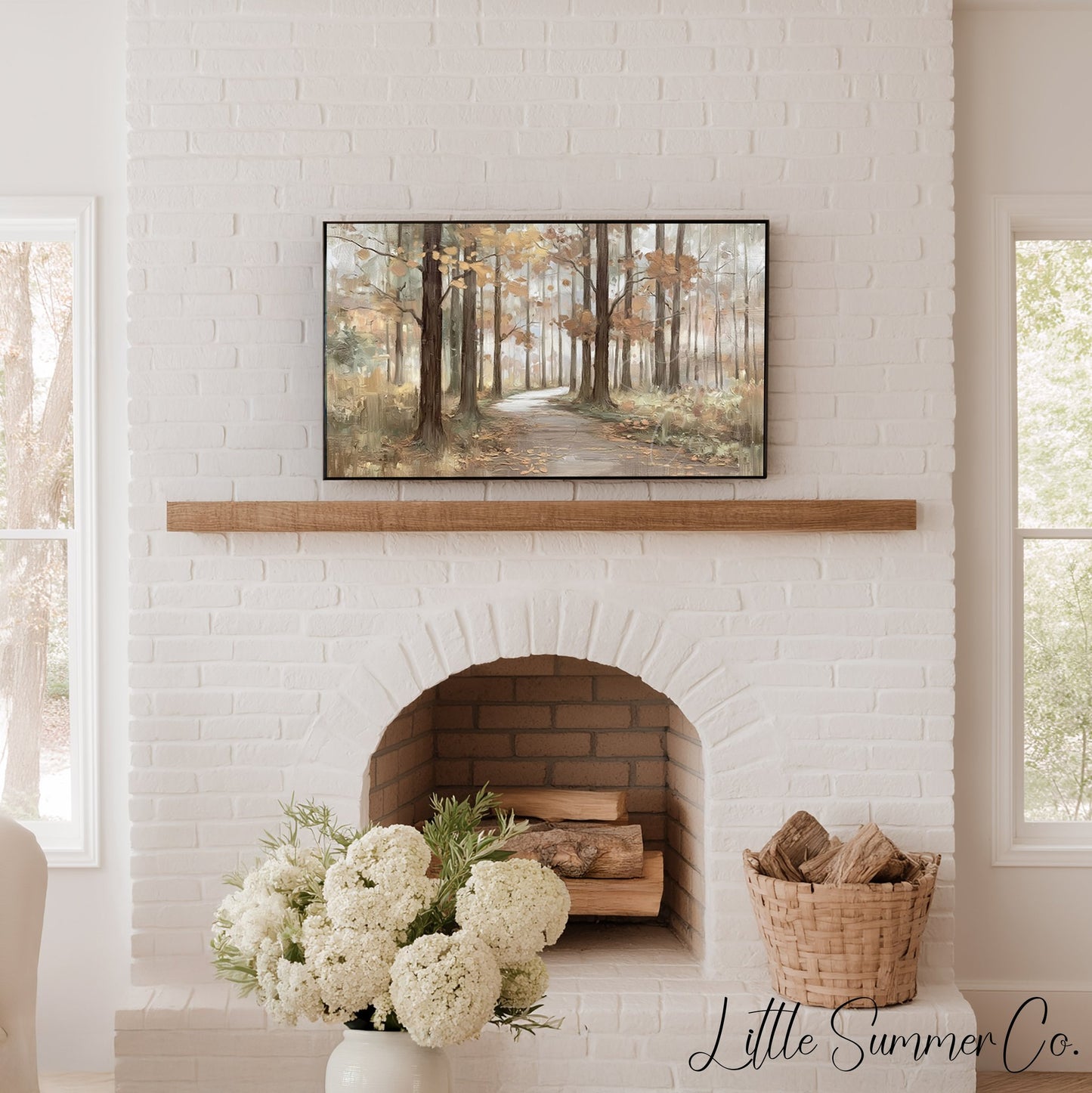 Autumn Forest Path Frame TV Art displayed on a TV