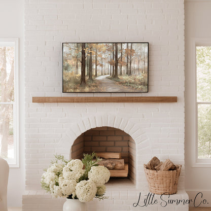 Autumn Forest Path Frame TV Art displayed on a TV
