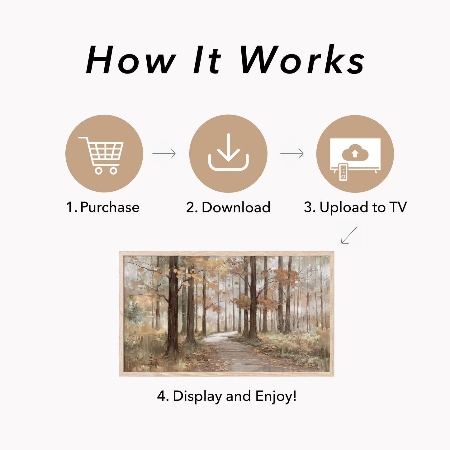 Autumn Forest Path Frame TV Art displayed on a TV