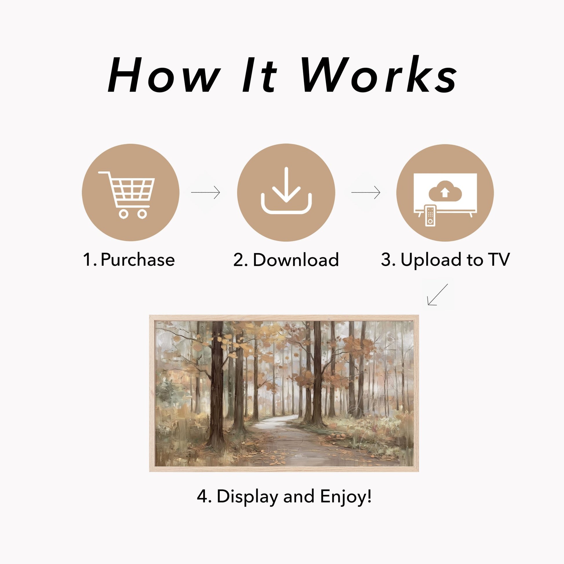 Autumn Forest Path Frame TV Art displayed on a TV