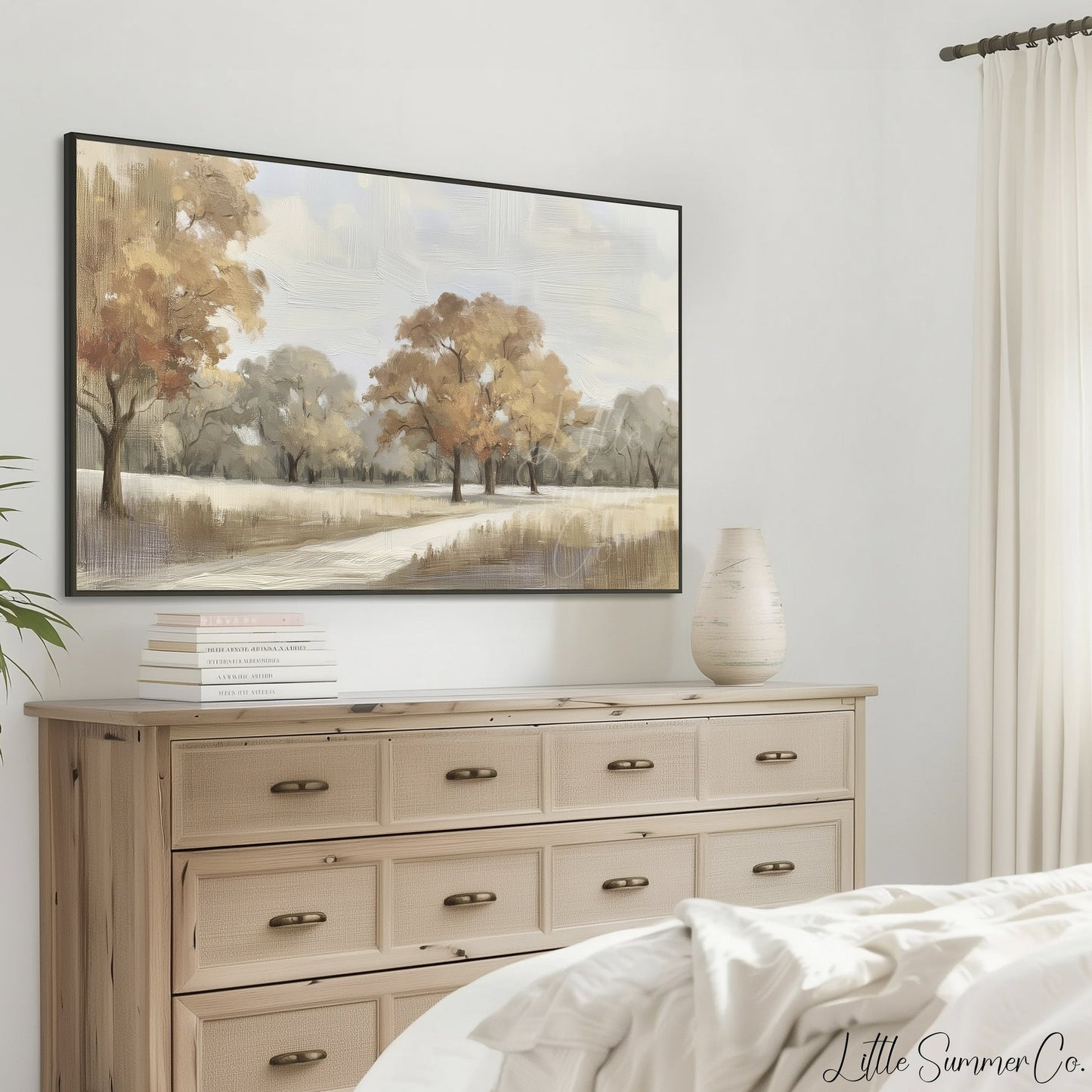Autumn Park Path Frame TV Art displayed on a TV