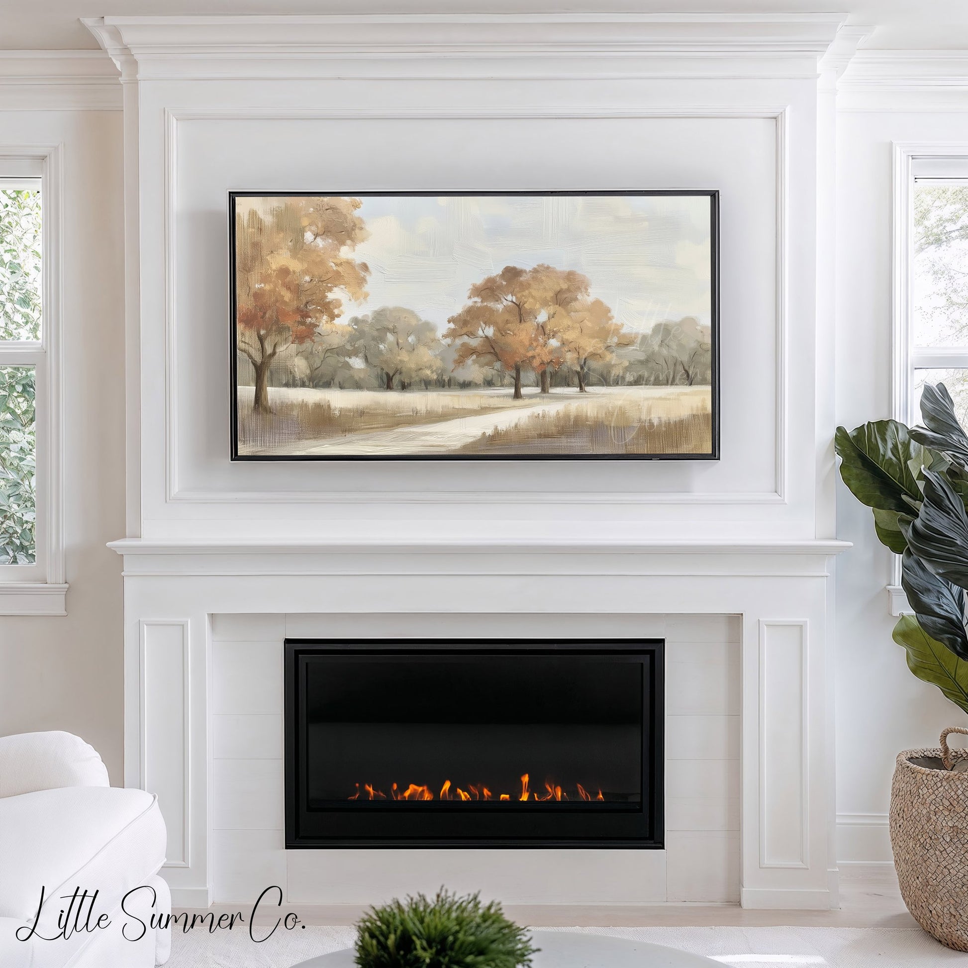 Autumn Park Path Frame TV Art displayed on a TV