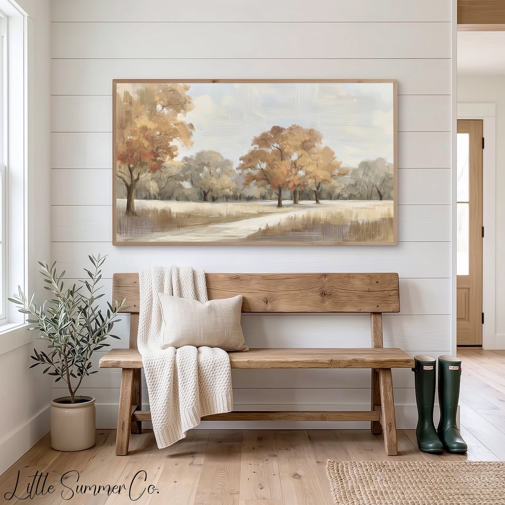 Autumn Park Path Frame TV Art displayed on a TV