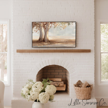 Lakeside Trees Frame TV Art displayed on a TV