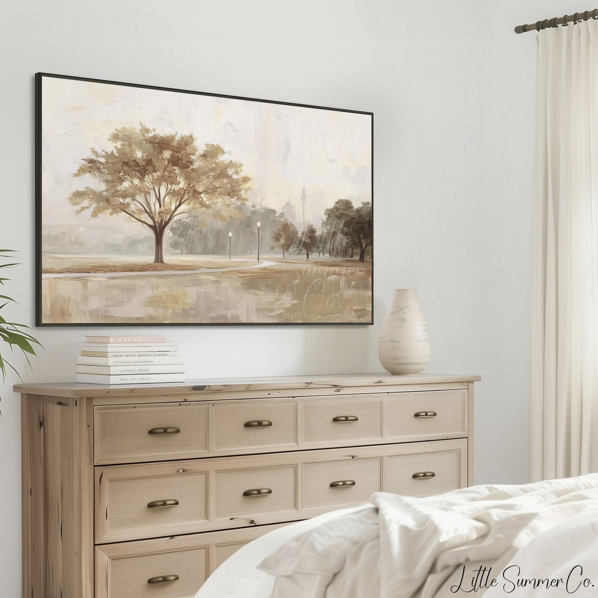 Misty Park Tree Frame TV Art displayed on a TV