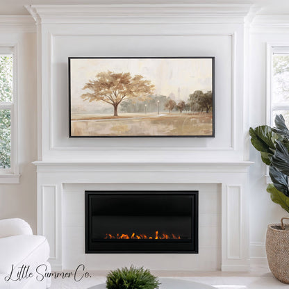 Misty Park Tree Frame TV Art displayed on a TV